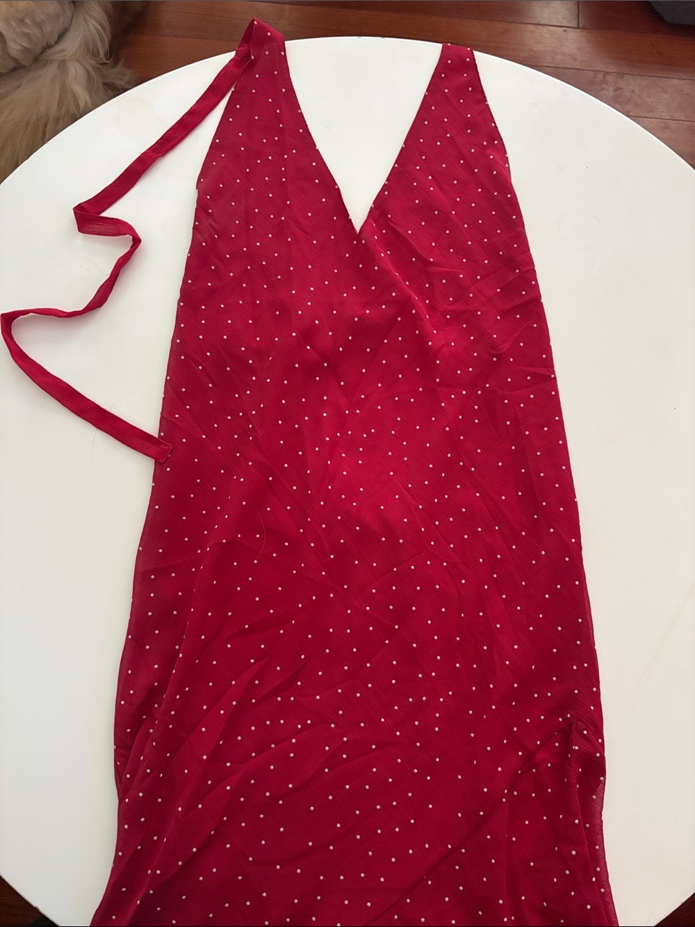 Sky to Moon Red Polka Dot V-Neck Dress